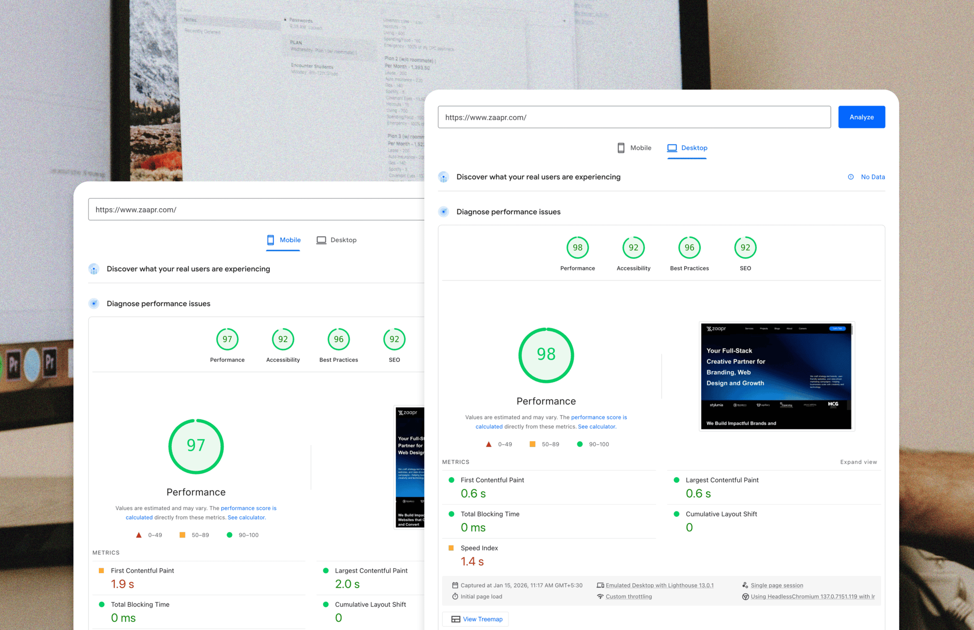 zaapr website performance